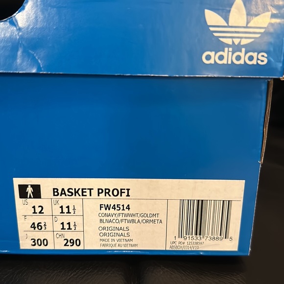 Blue with white stripes, size 12, Adidas Originals Suede High Top Sneakers. - Picture 7 of 7